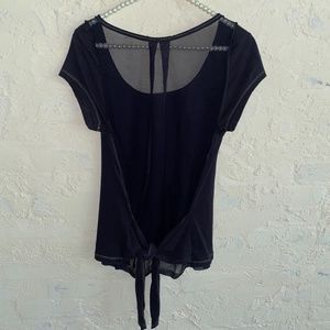 Anthropologie Leifnotes Navy Top Sheer Back Tie XS